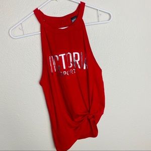 Red Victoria Secret Sport Tie Front XS Tank Top